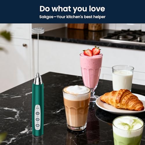 Milk Frother Wand Rechargeable Handheld Electric Whisk 3 Speed Adjustable