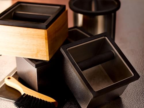 Round Stainless Steel Espresso Knock Box with Splash Guard
