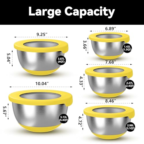 Stainless Steel Mixing Bowls with Lids (5 Count)