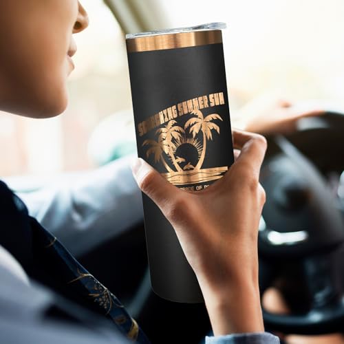 20 oz Skinny Tumblers Bulk with Lids and Straws Black (8 Count)