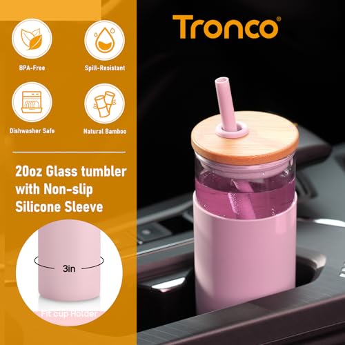 20 oz Glass Tumbler with Lids and Straws