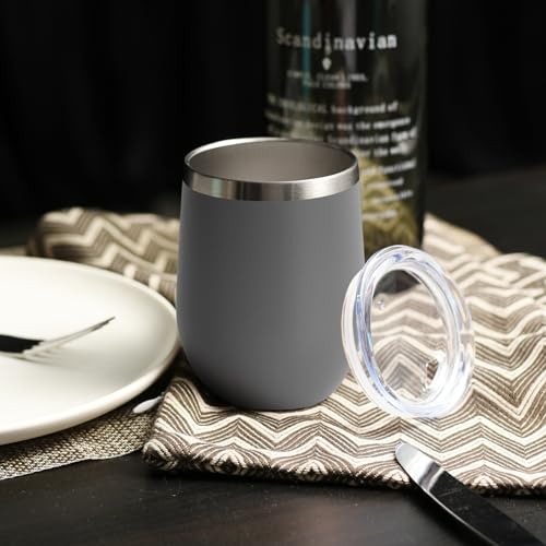 Stainless Steel Wine Tumbler Bulk with Lid (4 Count)