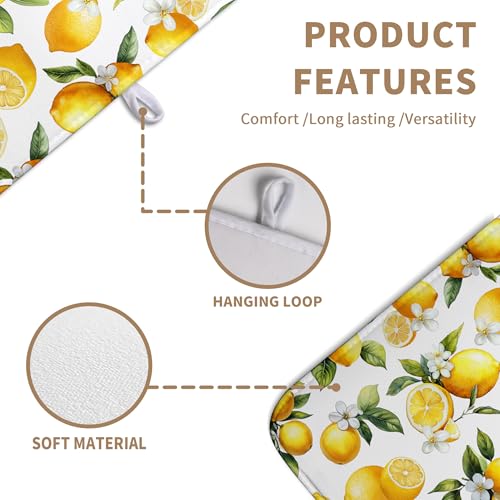 Lemon Dish Drying Mat Spring Summer Kitchen Dish Drying Pad Absorbent Drying Mat for Countertops Dish Dryer Mat Microfiber Dishes Drainer Pad Dish Drying Rack Mat
