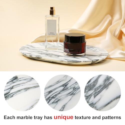 Natural Marble Decorative Tray Bathroom Counter Perfume Organizer Vanity Tray for Home Decor