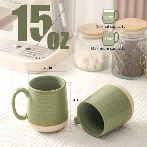 Large Ceramic Coffee Mugs Set (4 Count)