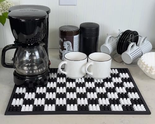 Checkered Coffee Bar Mat 18x12 in Silicone