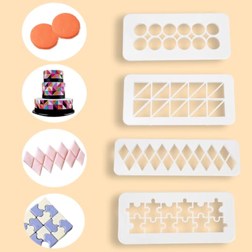 12 Pcs Square Fondant Cutter Puzzle Fondant Cutters (12 Count)