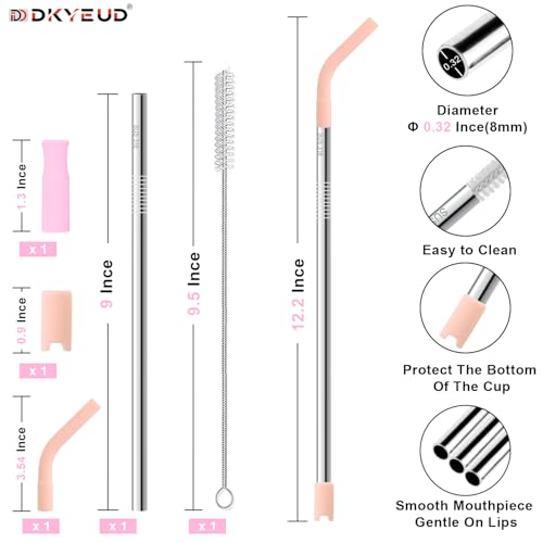 Quality Upgraded 9In Medical Grade 316 Stainless Steel Straws Set 1 PCS with 3 Silicone Accessories