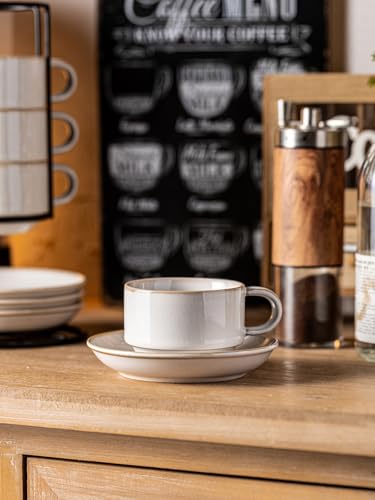 6 Ounce Cappuccino Cups Set of 4 with Saucers & Metal Rack (9.99 Count)