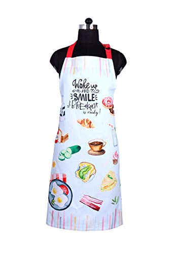 Aprons for Women Cotton Washable Breakfast Apron 27.5 x 33 Inches Adjustable Strap & Waist Ties for Baking Cooking Gardening Spring Apron