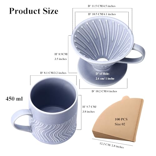 Pour Over Coffee Maker with 100 Sheets of Paper Filter