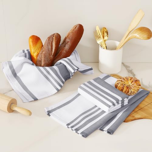 Premium Cotton Stripe Kitchen Towels 6 Pack (6 Count)