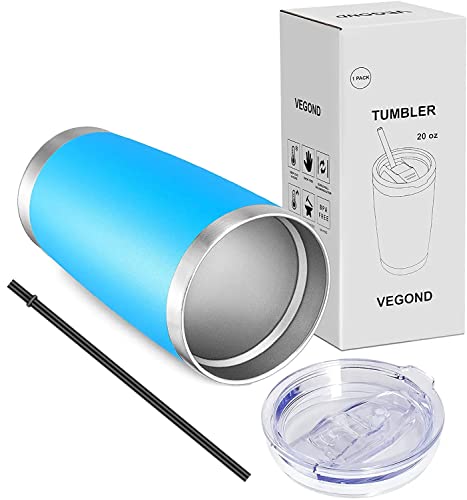 20oz Tumbler with Lid and Straw Stainless Steel Tumbler Cup Bulk Vacuum Insulated Double Wall Travel Coffee Mug Powder Coated Coffee Cup (6 Count)