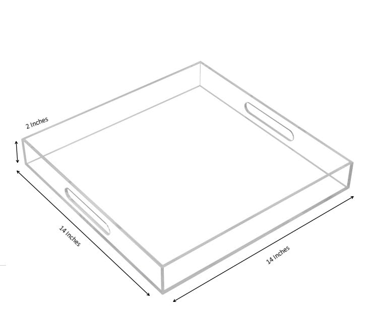 Clear Sturdy Acrylic Serving Tray with Handles
