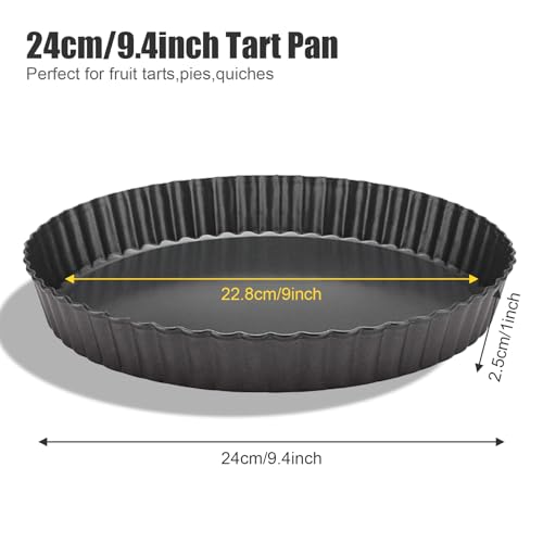 Tart Pan Removable Bottom 9 Inch Tart Pans Round Nonstick Quiche Pan Carbon Steel Quiche Baking Dish with Fluted Edges Fruit Tart Molds for Baking Pie Mold Pizza Chiffon Cake Dessert