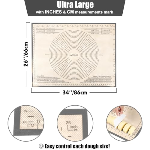 Silicone Pastry Mat 34X26 inch Baking mat Perfect for Dough
