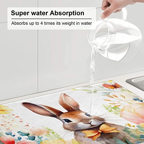 Large Dish Drying Mats For Kitchen Counter Microfiber Kitchen Drying Mat XL Draining Pad Absorbent Quick Drying Dish Mat 18x24 Inch