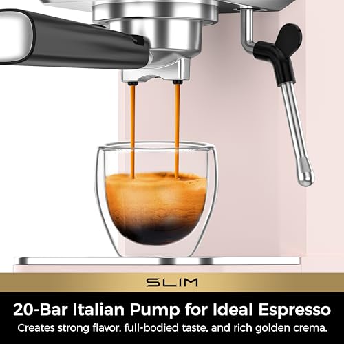 Slim Espresso Machine with Milk Frother for Home Cappuccino