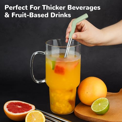 6PCS Stainless Steel Straws with Silicone Tip Fit for Stanley Cup (6 Count)