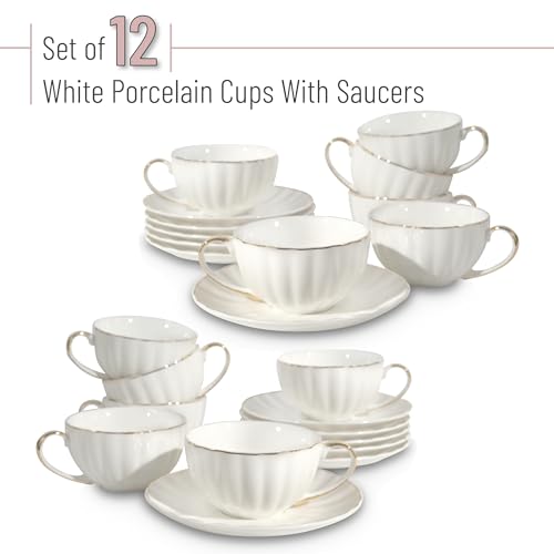 BTaT Cappuccino Cups with Saucers 7 oz (12 Count)