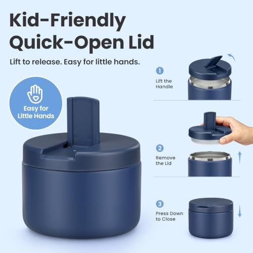 12oz Insulated Vacuum Food Jar with Buckle Lid Wide Mouth Soup Thermo for Hot Food Kids Leakproof Stainless Steel Lunch Container