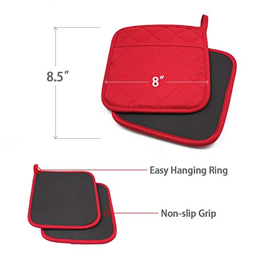 2Pcs Cotton and Neoprene Oven Pads Pot Holders with Pocket 8"x8.5" Dual (2 Count)