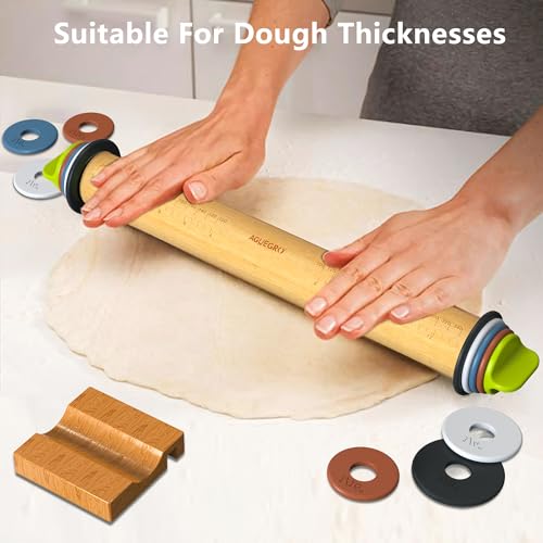 Rolling Pin with 4 Thickness Rings (3 Count)