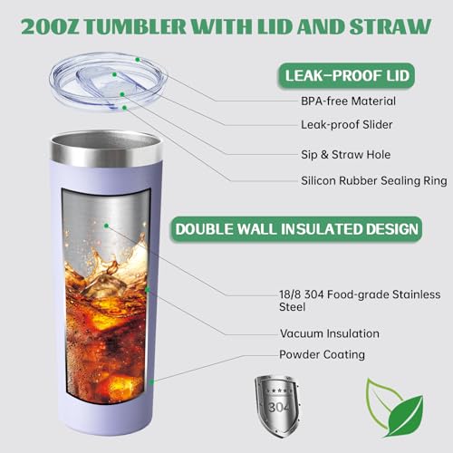 20 oz Skinny Tumbler with Lid and Straw (4 Count)