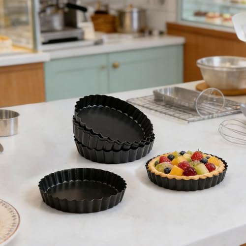 6 Pack 5 Inch Mini Tart Pans with Removable Bottom (6 Count)