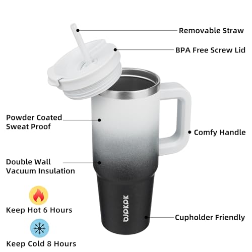 30 oz Insulated Tumbler with Handle & Straw