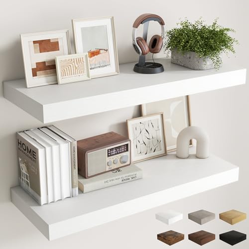 36 Inch White Floating Shelves for Wall (2 Count)