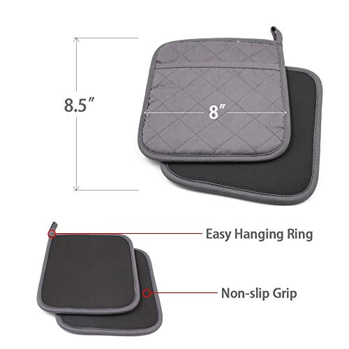 2Pcs Cotton and Neoprene Oven Pads Pot Holders with Pocket 8"x8.5" Dual (2 Count)