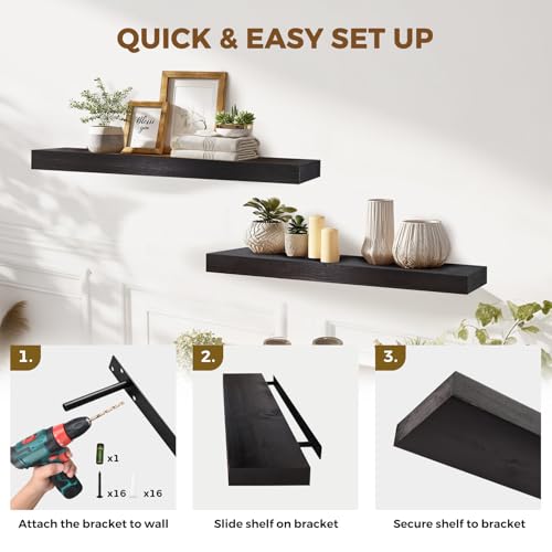 Solid Wood Floating Shelves (2 Count)