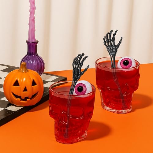 60 Pcs 5.9''x1.5'' Halloween Skeleton Cocktail Stirrers