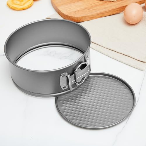 4 Pcs 6 Inch Non Stick Springform Pan with Removable Bottom Carbon Steel Round Springform Cheesecake Pan with Stainless Steel Spring Buckles for Baking Kitchens Restaurant (4 Count)