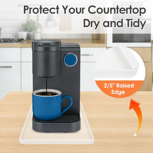 Silicone Coffee Maker Mat with Lip for Countertops 14.8''x7.9'' Translucent