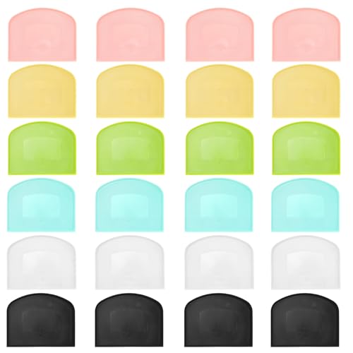 24 Pcs Plastic Dough Scraper Set Multipurpose Bench Cake Cutter Flexible Scraper Spatula for Cake Bread Pizza Food Pastry Icing Kitchen Baking Tool (24 Count)