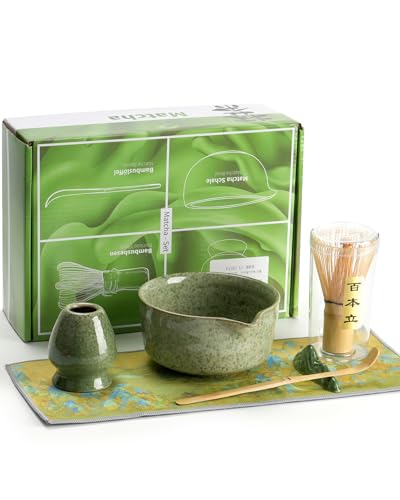 Matcha Whisk Set Ceramic Matcha Kit Set Includes Matcha Bowl (7 Count)
