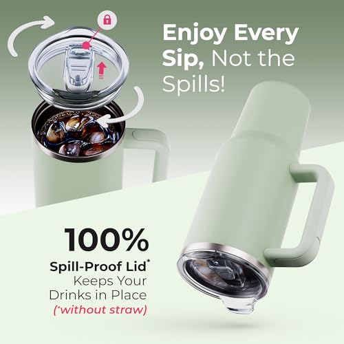 40 oz Tumbler With Handle and Straw Made of Stainless Steel