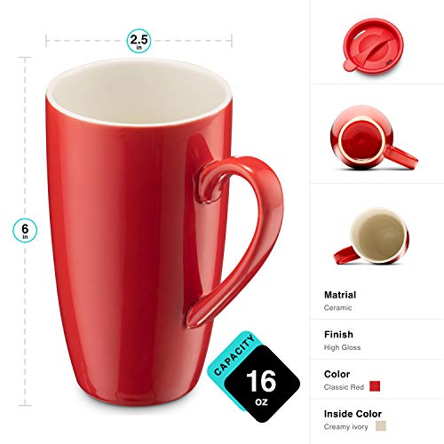 6 Pack Ceramic Coffee Mug Set with Lids (6 Count)