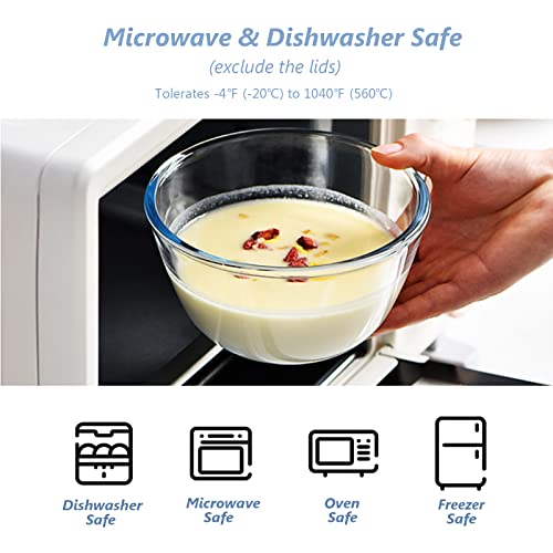 Glass Mixing Bowls Glass Bowls with Lids Set (3 Count)