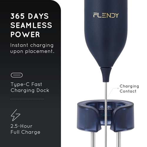 Rechargeable Milk Frother Handheld with Charging Stand