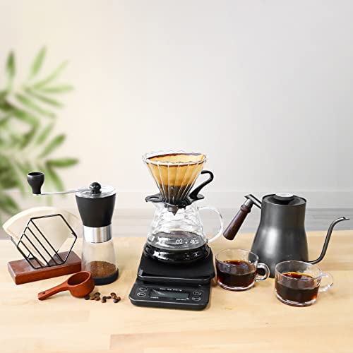 Pour Over Coffee Maker Set includes a manual grinder