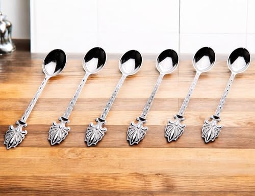 Decorative Zamac Tea Spoons Set (6 Count)