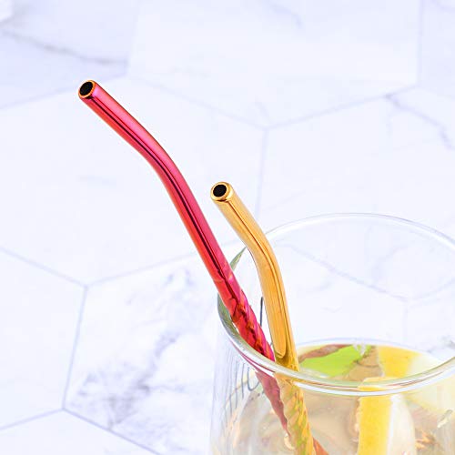 10 pcs Metal Straw Spoons with 2 Cleaning Brushes