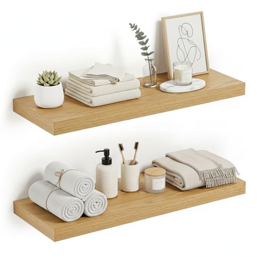 Deep Floating Shelves for Wall 24 inches Long Set of 2 (2 Count)