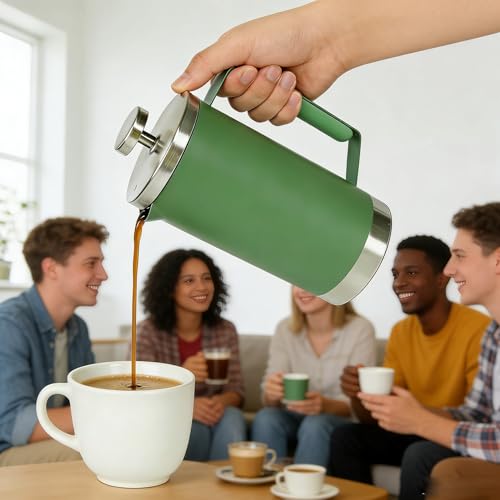 Green 600ml French Press Coffee Maker