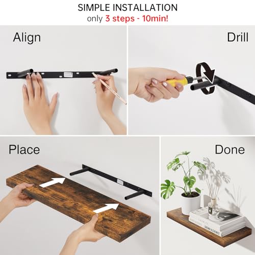 Rustic Brown Floating Shelves 22.5in