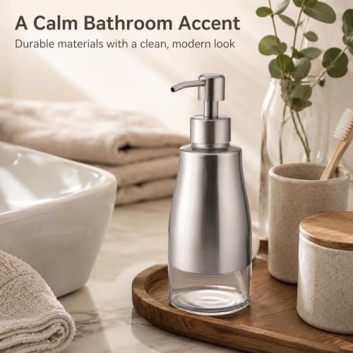 Non Slip Soap Dispenser with Brushed Nickel Stainless Steel Case