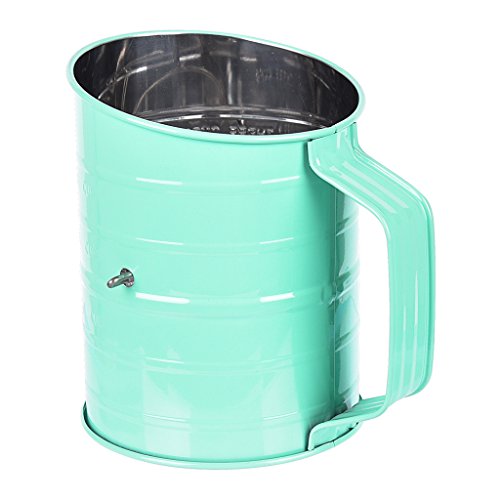 Stainless Steel Baking Hand Crank Flour Sifter with 2 Wire Agitator 3 Cup